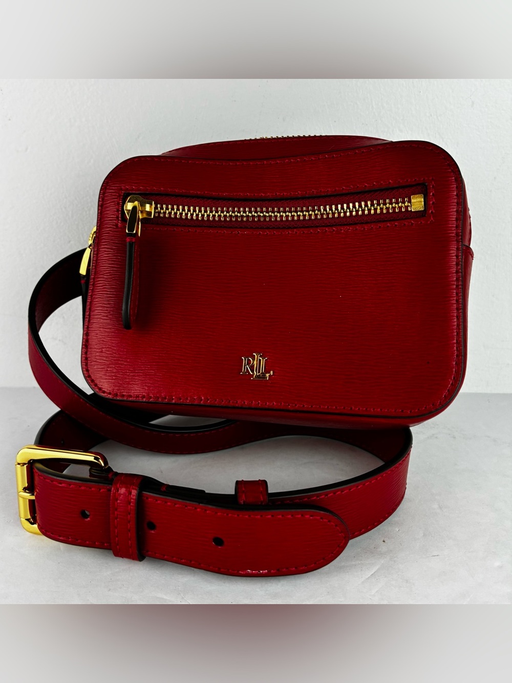 Lauren Ralph Lauren Hayles Vegan Leather Red Belt Bag NWOT